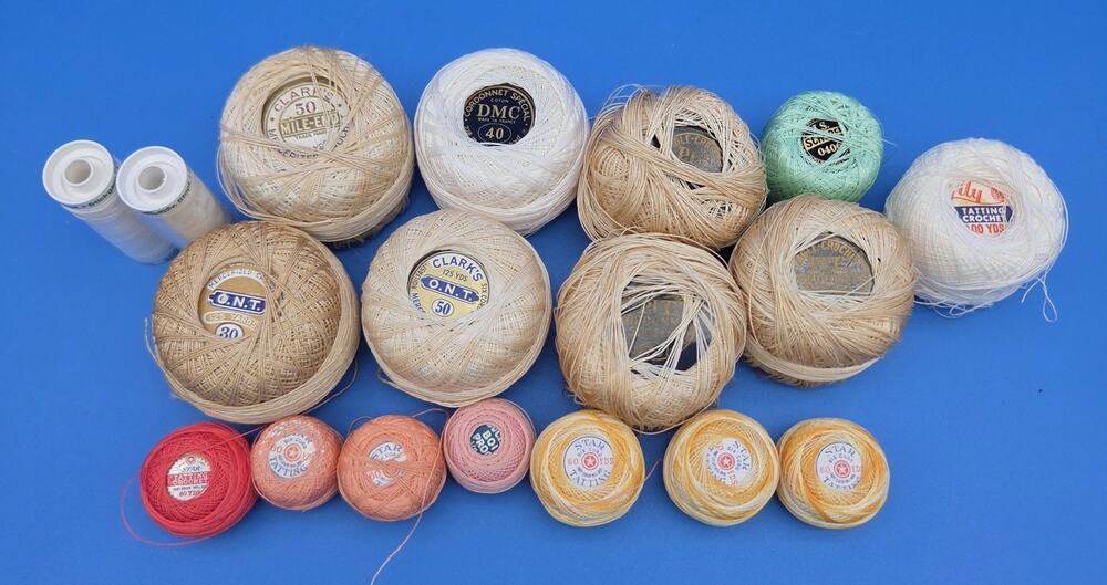 Vtg Tatting Crochet Cotton Thread Lot 18 Balls Star ONT DMC Special Mixed Colors